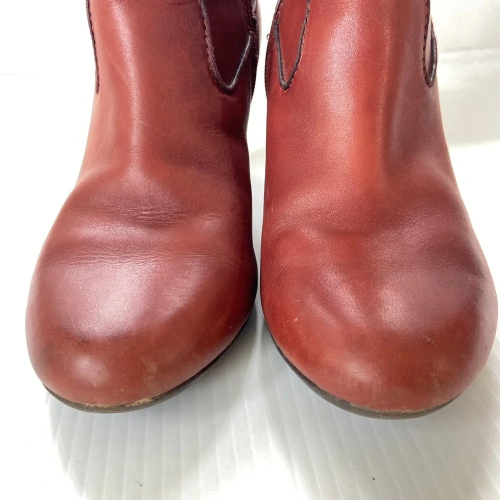 Clarks Stroll Vine Rust Brown Leather Heeled Ankle Boots Womens 10M - Picture 4 of 9